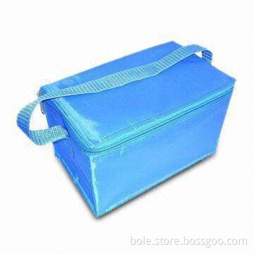 6 Can Cooler Bag in 70D Nylon Material, with 3-side Zipper and Waterproof Lining